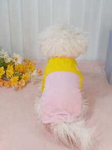 2-Tone Pet Dog Paw Print T-Shirt, Casual Outdoor Wear For Small Cats & Dogs - Pink - View 4