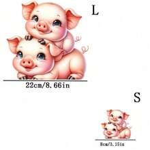 1pc/2pcs/3pcs Cute Pig Animal Pattern Heat Patch, Durable Long-Lasting Heat Transfer Sticker For DIY T-Shirt, Sweatshirt, Jeans, Hoodie, Backpack, Jacket, Handbag, Pillow - L+S - View 2
