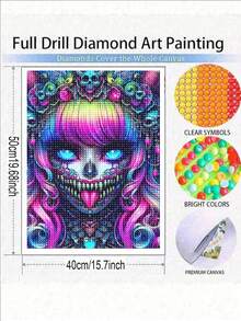 神秘哥特式女尸 5D 钻石画套装，成人款，全钻水晶水钻刺绣工艺套装，家居墙面装饰礼品 - 彩色 - 查看 9