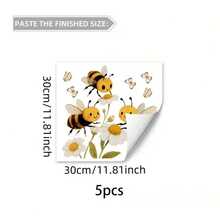 1/3/5pcs Spring Summer Floral Bee Butterfly Window Film Static Cling Removable Reusable Wall Stickers Decals For Glass Door Mirror Home Living Room Bedroom Office Decoration Accessories. - Bee - View 12
