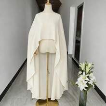 Chiffon Bridal Cape, High-Low Hem Bridal Cloak, Lightweight Bridal Shawl - B - View 9