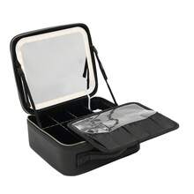 WUPYI2018 Kosmetische Tasche mit großem beleuchteten Spiegel Trennbare Make-up-Tasche Professionelle Make-up-Tasche mit Make-up-Spiegel Toilettentasche Organiser mit kosmetischem Spiegel für unterwegs - Schwarz - Übersicht 8