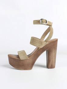 2026 Women's Summer New Fashion Sexy Strap Buckle Open Toe High Heel Sandals With Waterproof Platform And Thick Heel - Màu Khaki - Xem 6
