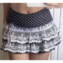 Women Piano Mini Skirts Y2k Harajuku Dark Coquette Aesthetic Grunge Black White Spliced Short Skirt - 黑與白 - 查看 3