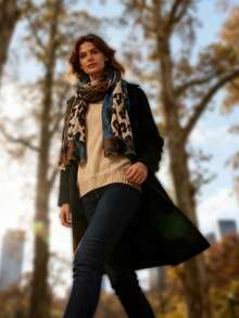 1 st. leopardmönstrad lapptäckssjal för kvinnor, eleganta och trendiga halsdukar, mångsidiga för flera tillfällen - Multifärgad - Visa 4