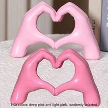 1pc Love Hand Gesture Decorative Heart Finger Sculpture, Modern Art Statue, Personalized Finger Home Decor, Creative Wedding Tabletop Decoration, Valentine's Day & New Year Gift (Random Color: Dark Pink Or Light Pink) - Pink - View 11