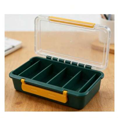 Novo organizador de equipamentos de pesca multifuncional de camada dupla, organizador pequeno para acessórios de pesca, armazenamento dividido à prova d'água, caixa de ferramentas para pesca ao ar livre.