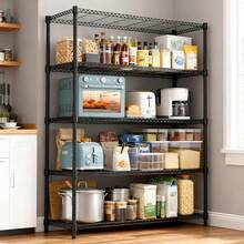 M MZG 2000 Lbs Heavy Duty Adjustable Metal Shelving Unit, 5-Tier Black Storage Shelf Multi-Use For Garage, Pantry, Kitchen, Warehouse, Basement, Closet – 17.7" D X 47.2" W  X 72" H - Kệ 5 tầng màu đen, kích thước 17.7" D x 47.2" W x 72" H - Xem 2