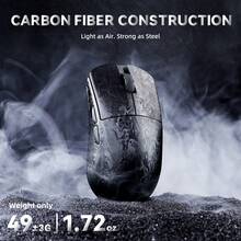 ATTACK SHARK R11 Ultra 8K 碳纤维无线游戏鼠标，PAW3950 MAX 传感器，49 克超轻，Nordic 52840 MCU 芯片，42000 DPI，有线/蓝牙/2.4GHz 无线可编程鼠标，适用于 Windows/PC/游戏玩家 - 墨水/波浪纹和防滑贴 - 彩色 - 查看 3
