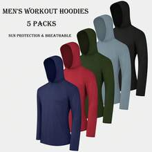 5 Pack Men's Dry Fit Athletic Shirt Long Sleeve Fishing Hoodies Workout Tops For Men UPF SPF Sun Protection Lightweight Rash Guards For Workout Running Cycling Gym Fishing Outdoor Sports - 彩色 - 查看 1