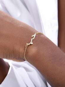 1pc Fashionable Arabic Letter 925 Sterling Silver Bracelet, Elegant Women's Daily Wear, Date, New Year, Valentine's Day Gift - Gold - View 3