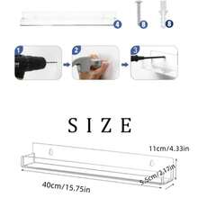 6-Piece Acrylic Wall-Mounted Shelving Set 15.75 X 4.33-Inch Floating Bookshelves Display And Storage Shelves For Bathrooms, Bedrooms, Living Rooms, And Kitchens Clear Acrylic Design - 壁掛式展示架6pcs - 查看 2