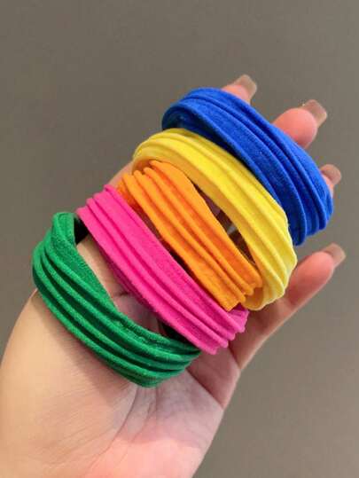 5pcs Candy Color High Ponytail Elastic Hair Ties, Soft Towel Scrunchies, Durable & Hair Friendly, Multi-Color Fashion Accessories