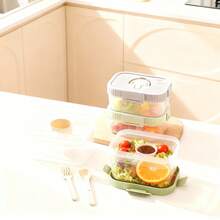 Double Layer Transparent Plastic Bento Box With Sauce Dish And Tableware, Sealed And Leak Proof Fruit Salad Food Container, Reusable Lunch Container, Suitable For Students Adults To Use In School, Office, Travel, Camping, Picnic, And Back To School - Multicolor - View 5