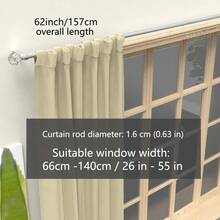 5/8英寸金属窗帘杆，配有装饰性透明水晶风格杆头，提供白色、黑色、金色、银色窗帘杆套装，可安装窗帘、薄纱、浴帘等。螺旋连接器可将长度从120厘米延长至379厘米，适用于26英寸至142英寸的窗户。安装简便，坚固耐用。这款窗帘杆适用于卧室、厨房、客厅、餐厅或办公室，风格现代优雅，视觉效果简洁美观！ - 彩色 - 查看 21