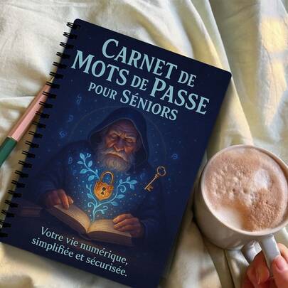 密码日志（法文版）——易于使用的密码管理工具，适用于成人和老年人，安全可靠，可记录登录信息、网站和应用程序帐户，螺旋装订，方便携带，适合家庭或办公室使用。