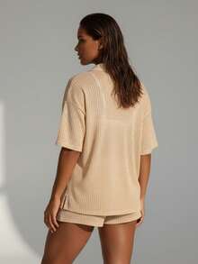 Women's Beach Cover-Up Set In Lightweight Fabric - One Size - 米色 - 查看 3