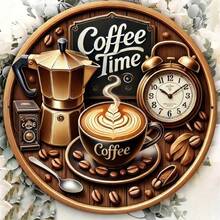 "Coffee Time" Round Metal Tin Sign, Vintage Moka Pot & Latte Art, 8x8 Inch (20x20cm) - Rustic Kitchen Wall Decor, Coffee Bar Station, Cafe Decoration, Retro Clock Plaque, Morning Routine, Espresso Bean, Breakfast Nook, Barista Gift, Waterproof, Printed Rust Effect, Durable Plate, Pre-Drilled Holes, Smooth Edges, Farmhouse,Round Metal Sign,Tin Plaque,Wall Art Decor,Hanging Ornament,Aluminum Sign,2D Flat Print,Vintage Retro,Bistro Decor,Shelf Decor,Round Metal Sign,Tin Plaque,Wall Art Decor,Hanging Ornament,Aluminum Sign,2D Flat Print,Vintage Retro,Bistro Decor,Shelf Decor - Nhiều màu - Xem 6