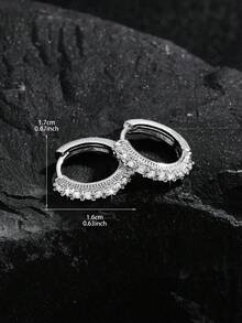 男士水钻耳环一对，时尚款式，铜锆石镶嵌蓝色心形，个性嘻哈耳环，百搭风格，适合日常佩戴和派对场合 - 彩色 - 查看 9