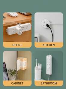 1/5/10pcs Wall Mounted Plug Hook Holder - Self-Adhesive Plug-In Socket Bracket, No Drilling Required, Removable & Reusable, Space-Saving Switch Panel Organizer, Suitable For Kitchen And Bathroom, White Plastic Outlet Cover Fits Most Power Sockets - White - View 9