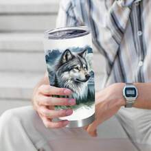1个，20盎司/591毫升 3D打印雪狼/森林狼/白狼不锈钢真空保温旅行杯，带盖，经久耐用，防漏，完美礼物之选！生日、周年纪念礼物 - 彩色 - 查看 16