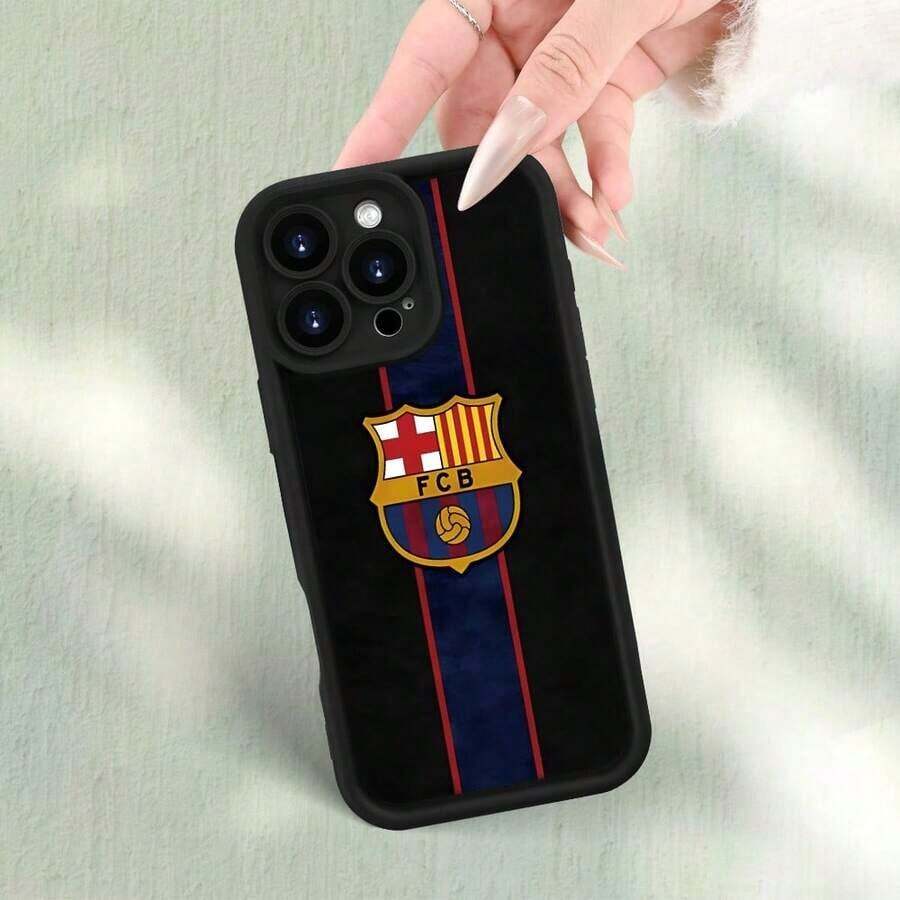 FC Barcelona Pattern Phone Case, For 17 16 15 14 13 12 11 XS XR X 7 8 Plus Pro Max Soft Silicone Back Cover Camera Protection - 黑色 - 查看 1