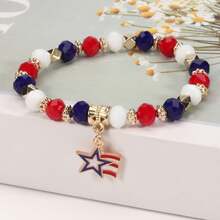 1 Piece Artistic Personalized Red White Blue American Emblem Beaded Bracelet, Color Mix Design Unisex Wristband, Fashion All-Match Jewelry For Men And Women - Pha lê Hoa Kỳ - Xem 8