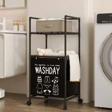 1pc Multi-Layer Bathroom Storage Rack With Swivel Wheels, Laundry Hamper, Underwear & Clothing Organizer - Multicolor - View 14