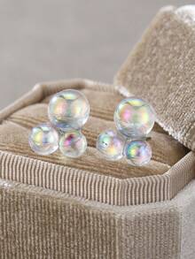 1 Pair Rainbow Bubble Earrings, Color-Changing Kaleidoscope Earrings, Cool Earrings Inspired By Demons, Gift Earrings - Silver - View 2