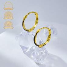 S925 银黑色树脂圆形简约时尚女式耳环 - 金色 - 查看 8