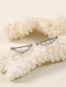 1 Pair Women's Stainless Steel Limitless Twist Screw Ear Cuff Earrings, Punk Infinity Piercing Everyday Accessory - Silver - View 2