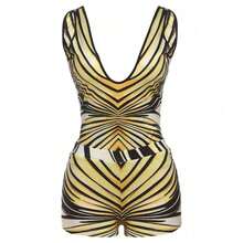 2025 Summer Foreign Trade New Creative Street  Low Cut Sleeveless Backless Top Shorts Set For Women - 黃色 - 查看 6