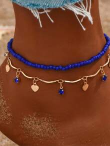 1 Set Summer Versatile Retro Casual Ocean Style Layered Anklet, - Multicolor - View 3