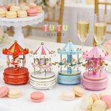 Caja De MúSica CláSica Accionada A Mano, Regalo De CumpleañOs Creativo Y RomáNtico Para Parejas, Elegante DecoracióN De Escritorio, Caja De MúSica De Carrusel Giratorio A Cuerda, Ornamento Musical Con TemáTica De Caballos Blanco-Rosa-Rojo-Azul, Caja De MúSica Decorativa Para DecoracióN De PasteleríA Y Ocasiones De Regalo, Caja De MúSica Giratoria - rojo - Ver 9