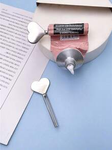 1pc Stainless Steel Round Hand Cream And Mini Toothpaste Squeezer - Tube Container Dispenser - Hand Cream Roller - Bathroom Accessory - 1PC - View 3