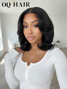 OQ 200% 密度 8-14 英寸 M 型帽佩戴式无胶假发，柔顺水波波头，9x6 透明蕾丝前额假发，预漂白，细小发结，自然色，预拔发际线，情人节礼物，无需胶水，新手友好，耐用持久，轻盈帽型，全天舒适，掉发极少，适合日常佩戴，办公室女性适用。 - SNatural - 查看 3