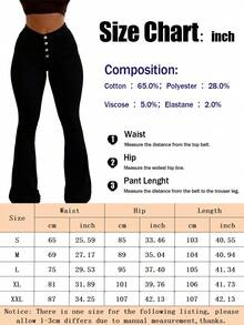 Women's Mid-Rise Flared Jeans, Sexy Ripped Elastic Raw Hem Denim Flared Pants, Casual Wear Fashion Trousers - TC08324黑色 - 查看 6
