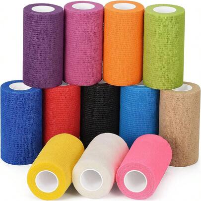 12/10/5/3 Paquetes de vendaje elástico autoadhesivo, vendaje adhesivo transpirable adecuado para deportes, primeros auxilios, torceduras de muñeca/tobillo, multicolor