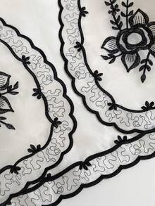 香槟色短款印花荷叶边泡泡袖圆领开衫，现代菲律宾风格，适合女性，春夏派对婚礼穿着。 - 香檳色 - 查看 4