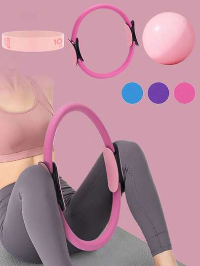 Pilates Set For Women - Complete Home Workout Kit With Anti-Burst Exercise Ball, Resistance Elastic Bands, Pilates Ring & Pump; Yoga Gym Ball For Pelvic Floor Training, Core Strength, Balance & Toning; Adjustable Resistance Bands, Non-Slip Ring, Portable Carry Bag, Durable Fitness Equipment For Pilates, Reformer, Pregnancy/Postpartum Rehab, Gym, Home, Travel - Gift For Beginners & Enthusiasts