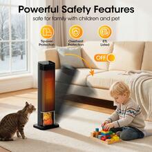 25" 1500W Tower Space Heater With 4 Modes, 3D Flame, LED Display, Tower Heater With 70 °Oscillation, 24 Hour Timer And Child Lock, For Living Room, Office, Bathroom (Black) - Xem 6