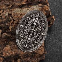 SeuSuk 1pc Classic Retro Shield Amulet Brooch, Punk Charm Lapel Pin Gift For Men - Silver - View 5