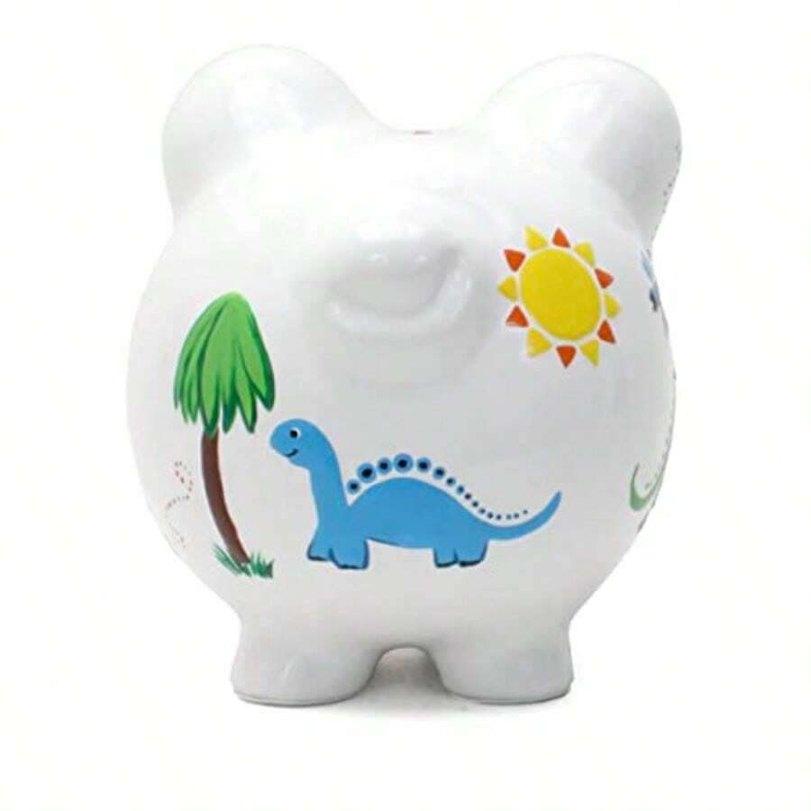 Hucha de Cerámica para Ahorro en Forma de Casa Temática de Acampada Regalo Decorativo para Niños y Adultos-B029 - Dinosaurio - Ver 1