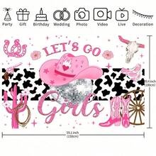1pc Pink Cowgirl Backdrop Fabric, Suitable For Wedding, Disco Party Decoration, Birthday, Gift, Bachelor Party, Entrance, Garden, Room Decoration, Photography Props - Multicolor - View 6