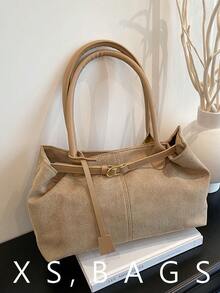 时尚新款复古哑光大容量通勤单肩腋下手提包（女士款） - 卡其色 - 查看 1