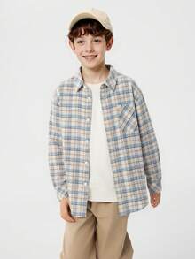 Balabala 2-26岁男女童长袖衬衫，春季款 - 藍咖色調 - 查看 4