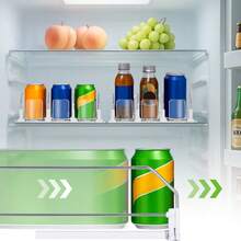 Automatic Can Dispenser For Refrigerator, Self-Pushing Fridge Drink Organizer With Spring Pusher, Adjustable Soda & Beer Can Holder For 12–25 Cans, 3–5 Rows Space-Saving Storage Rack - Transparent 3 Rows - View 1