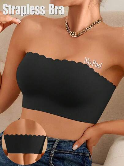 女士夏季纯色无肩带钢圈文胸，适合日常穿着、婚礼、健身及其他场合。