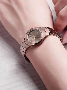 BIDEN 2pcs Pieces/Set Of Fashionable Couple Watches With Quartz Movement, Bar Scale, Circular Dial Suitable As Holiday Gift+Box - Coffee - View 4