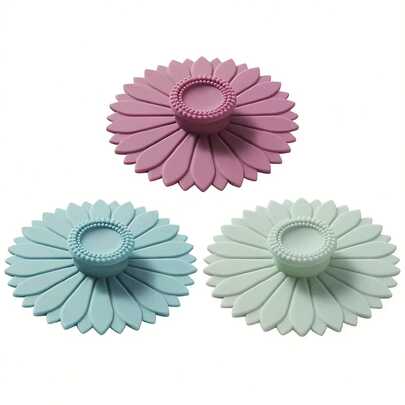 3pcs Sunflower Silicone Cup Lids, Multifunctional Silicone Cup Covers, Sunflower Silicone Cup Lids, Dust-Proof And Leak-Proof For Tea Cups And Coffee Mugs